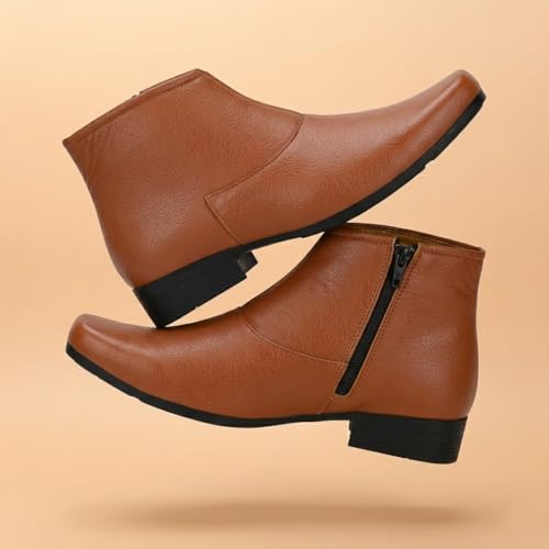 Image of Shoe Island Chelsea-X Fashionable White Leather Zipper High Ankle Length Casual Long Chelsea Boots for Men (IM8200)