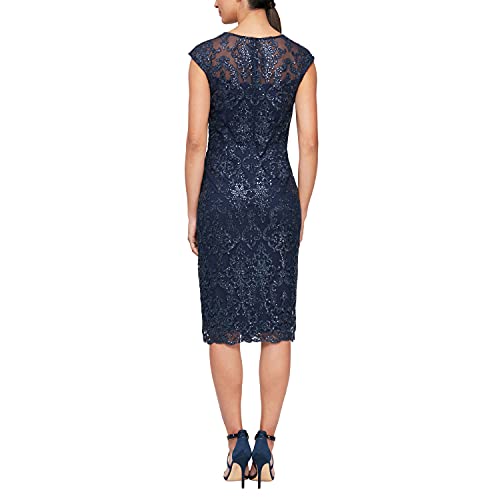 Image of Alex Evenings Women's Short Embroidered Cocktail Dress, Wedding Guest (Petite and Regular Sizes)