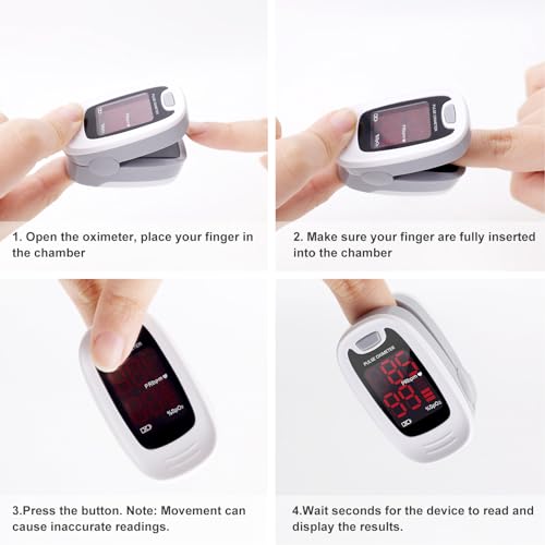 Image of CONTEC CMS50M Fingertip Pulse Oximeter SpO2 and PR Value Blood Oxygen Monitor Neck /Wrist Cord LED Display Gray White color (Gray)