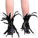 Ouxuefen Feathered Trimmed Ankle Cuffs Women Costume Accessories For Gothic Parties Themed Event And Fashion PU Leather F