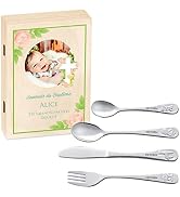Maverton Set De Couverts Personnalisé Pour Garçon - Thème Animal Marin - Couverts Enfant Gravés Avec Boîte En Bois