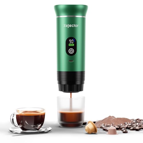 Image of kejector Portable Coffee Maker Espresso Machine for Travel Nano Car Coffee Maker Compatible with Ground Coffee & Capsule for RV, Hiking Camping Office, Travel Espresso Maker Electric Green