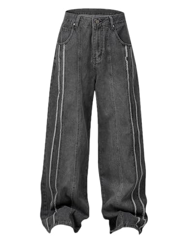 Aelfric Eden Mens Jeans Fringe Line Wide Leg Vintage Jean Y2k Hip Hop Baggy Trousers Unisex Streetwear Casual Denim Pants3