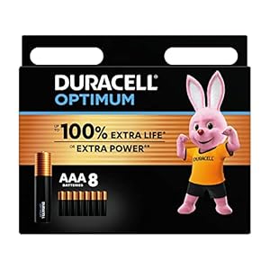 duracell optimum piles aaa (lot de 8) piles alcalines 1,5v jusqu’à 100% plus longtemps ou plus puissant alimentez vos appareils énergivores recyclable, 0% plastique lr03 mx2400