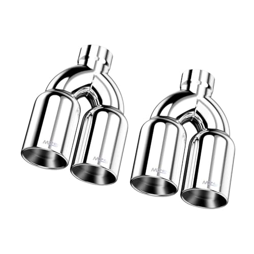 Image of MZS Dual Exhaust Tips 2.5 inch Inlet 3.5 inch Outlet Tailpipe Universal Silver 2Pcs
