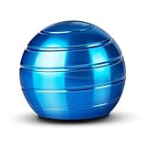 ATESSON Fidget Spinner Ball Kinetic Desk Toy, Optical Illusion Metal Fidget Spinning Ball, Office Stress Relief Spinner Toys for Adults Kids (1.77 in-Blue)