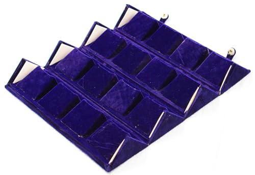 Image of atorakushon Velvet Jewellery Box 16 Pair Earring Organizer Makeup Travelling Vanity Ring Box Women And Girls (Blue)