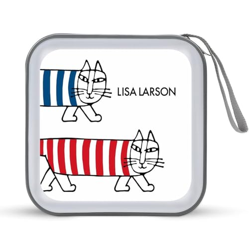 リサ ラーソン CDケース プラケース DVD収納ケース CD収納ボックス ディスクケース 防水 メディアケース 大容量 40枚収納 小型 持ち運び便利 薄型 ファスナー付 旅行