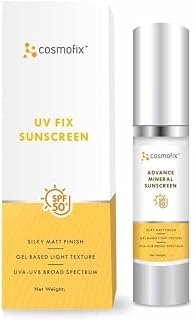 Cosmofix UV Fix Advance Mineral Sunscreen SPF 50 | Silky Matte Finish | Gel-Based Light Texture | UVA-UVB Broad Spectrum P... Price In India