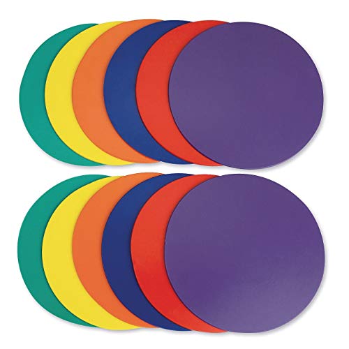 S&S Worldwide Spectrum 5", Anti-Skid, Soft Round Vinyl Spot Markers For Pe/Gym Classes, Class Room Activities And Games, Assorted Colors. Set Of 12. #TOP1