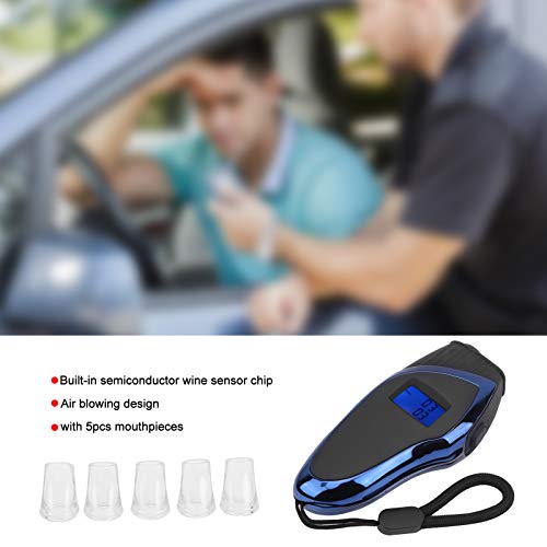 Respirador de vinho, visor LCD testador de vinhos Portátil para casa (preto e azul)