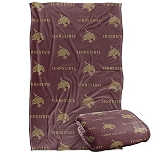 Texas State University Bobcats Blanket, 50″ x 60″, Logo Pattern, Silky Touch Super Soft Throw