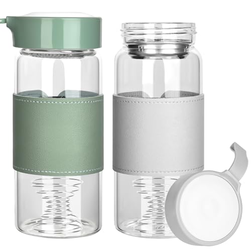 YYTECH 2 Stück Shaker Glas Kleine Glas Shaker Flasche Shake Becher Protein Shakers 16.2oz BPA-freies geruchloses mit Integriertem Sieb Und 304SS Mischball für Fitness und Protein-Shakes