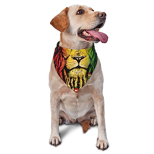Bandanas de vacances pour chien - Grande écharpe lavable - Drapeau rasta jamaïcain - Lion rasta reggae