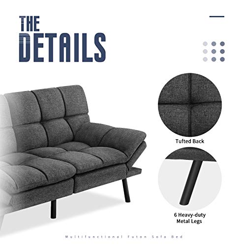 image for Milemont Futon Sofa Bed, Modern Convertible Futon Couch Bed Daybed wit