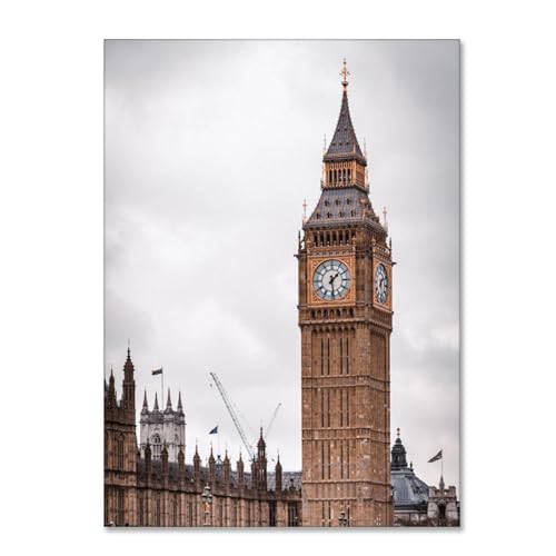 Tableau Big Ben à Londres 50x75cm de style architecture rétro pour décoration murale de salon