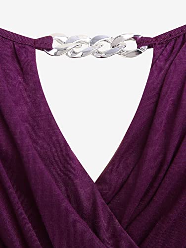 ROSE GAL Plus Size Chain Panel Belted Butterfly Sleeve Surplice Top3