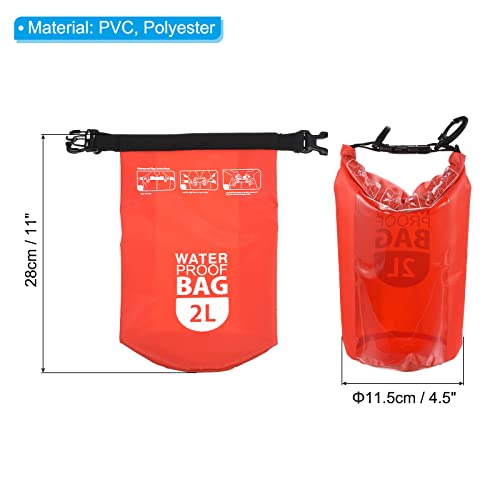 PATIKIL Bolsa Seca Flotante Impermeable 2L, Mochila Seca Flotante para Exterior con Ventana Transparente para Bote, Rafting, Kayak, Roja miniatura 2