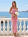 ZESICA Women's 2026 Summer Floral Strapless Maxi Sun Dress Bodycon Beach Vacation Wedding Guest Formal Cocktail Party Dresses, Pink, M
