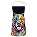 VHPVHP Colorful Pit Bull Aprons Water Oil Stain Resistant Restaurant BBQ Apron with Pockets for Men Women (1 Pack)