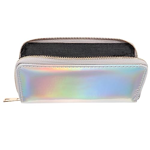TENDYCOCO Sparking Cell Pouch Wallet Clutch Pu Women Female Coin Leather Long Wallets Credit Rainbow Portfel Shining Silver Zipper Holographic Slim Bag Purses Iridescent Girls for Girls Women4
