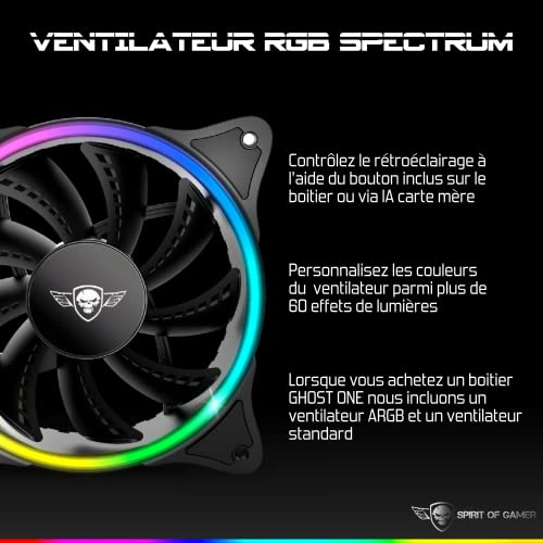 Ghost One - PC Gamer ATX/Matx Case - Vetro Temperato Frontale E Parete - 1 Ventilatore Indirizzabile RGB LED 120mm - ARGB - Aura/MSI Mystic/ASROCK - Case PC - Immagine 4