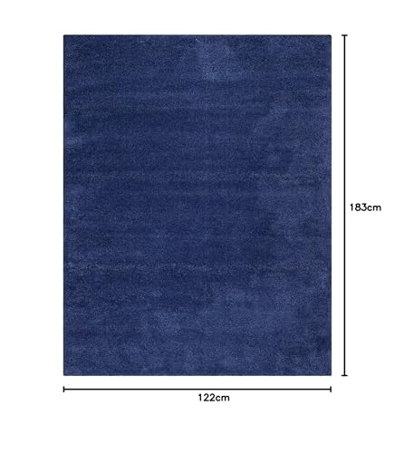 Image of A R Creations Anti Slip Fluffy Fur Plain Area Rug Made with Polyester and Microfiber for Home Office Kitchen Living Room Bedroom and DiningHall (4x6 Feet, Blue