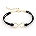 Produktbild NA Armband SchmuckMode Unendlichkeit Schwarz Rot Leder Seil Armbänder Für Frauen Männer Acht Figur Gold Farbe Charm Armband Verstellbarer Schmuck Schwarz