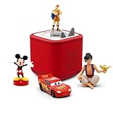 tonies Toniebox 2 Bundle Incl. 4 Disney Helden Herkules, Cars, Mickey Maus, Aladdin, Rot, Audioplayer für Hörbücher, Lieder, Einschlafen und Tonieplay für Kinder