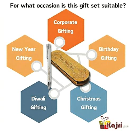 Image of Kajri Gifts Personalized Pen with Name Engraved Wooden Gift Box Best for Gifting, Corporate Gift, Doctor, Advocate, Boss, Employee, Teacher (TicTak Wht)