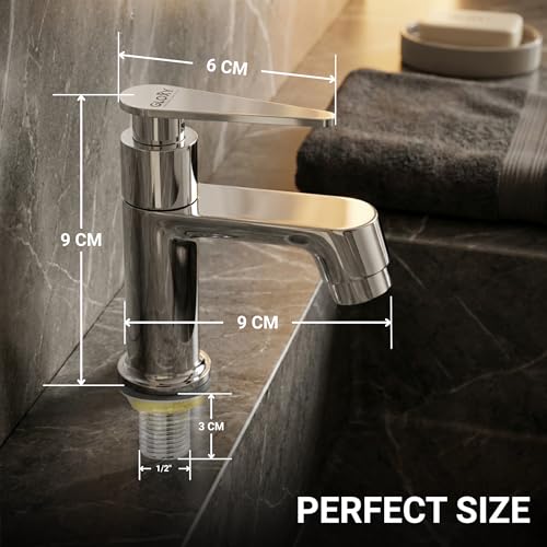 Image of GLOXY Premium Deck Mount Pillar Tap for Bathroom with Chrome Finished Nano Lever - Single Lever Wash Basin Tap for Bathroom, Gardens & Kitchen Sinks - 10 Years Warranty
