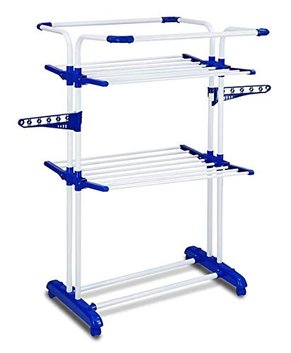 Image of CIPLA PLAST Heavy Duty Portable Cloth Dryer Stand with 2 Pole & 2 Layer with 6 Wheels- Royal Jumbo