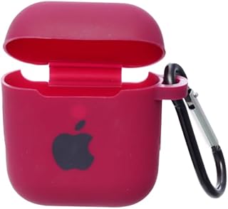 Silicone Shock Proof Wireless Earbud Case with Carabiner, Easy to Disassemble, Scratch-Resistant, Full Protective Compatible with Airpods 1 - Wine