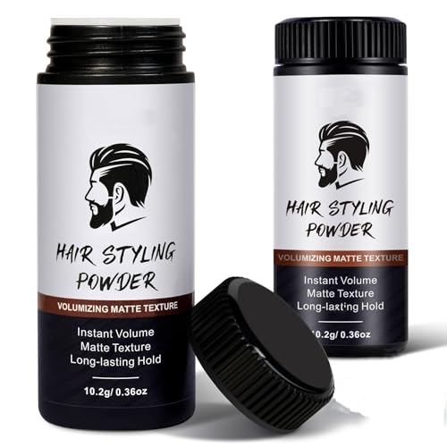 Poudre coiffante, poudre texturisante pour cheveux, tenue longue durée, texture mate pour hommes, facile à appliquer sans huile ni résidu gras, pour tous les types de cheveux (2pcs)