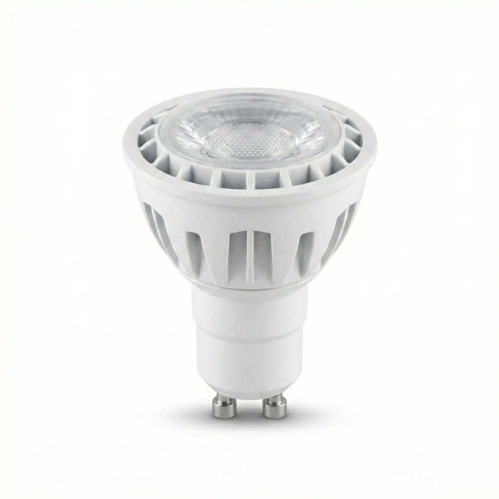 SDFIXINGS GU10 LED Bulb, 6W, Cool White 6500K, 500LM Daylight Spotlight, COB Non-Dimmable Lamp, Energy Efficient Halogen Replacement, Meridian Lighting AC 175-250V (Pack 1)
