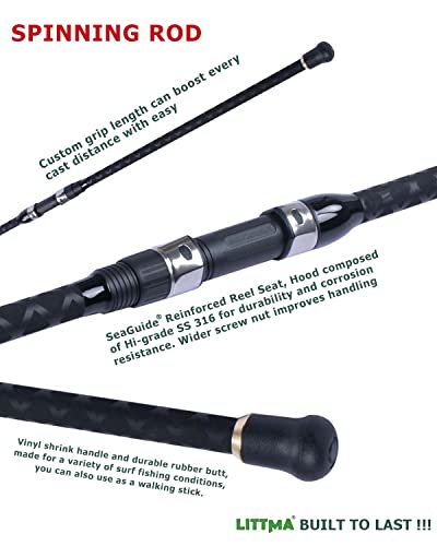 Littma Light Surf Rod 8’6/9/ 9’6/10/10’6 Surf Rods 70/30 Split Saltwater Carbon Surf Rod Light Surf Casting Rod Light Surf Fishing Rod Carbon Surf Rod Saltwater Surf Travel Rod Barra De Surf Surf Rod #TOP4