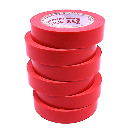 Image of Maveek 10 Rolls PVC Electrical Insulation Tapes, Waterproof Red Tapes, Rated up to 600 Volts and 176 F, 15mmx15m(0.6 inch x 49.2ft)