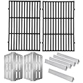 GasSaf 19.5 Grill Grates, 17.5 Flavorizer Bar and 13-1/4 Heat Deflectors for Weber Genesis 300, Genesis 310 320 330 and More Gas Grills with Front Control Panel, Grill Parts for Weber 7524 7620 7622