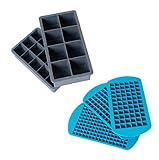EuChoiz Big Silicone Ice Cube Trays -2 Pack, 2 Size Ice Cube Molds（Grey）and Mini Silicone Ice Cube