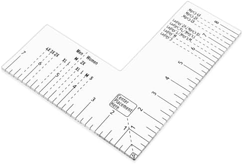 COMNICO Left Chest Logo Placement Tool, T-Shirt Ruler Guide for Vinyl Alignment, Clear Acrylic Sewing Ruler Embroidery Placement Ruler for Adult Size Heat Press Printing Pattern Making