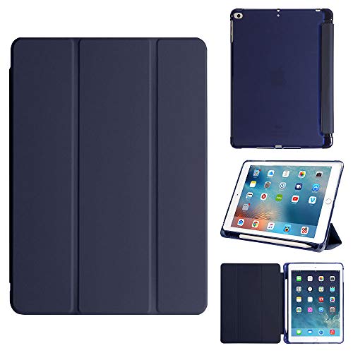 iPad 9.7インチ (2017 第5世代 / 2018 第6世代 / Air 第1世代 / Air2 第2世代) 対応 9.7 インチ ケース アイパッドケース 保護カバー ペン収納付き スタンド機能 iPadケース 1個入り ネイビー apple A