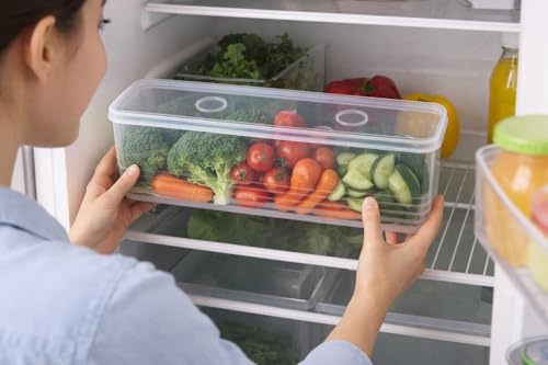 Image of HomeWiz Fridge Storage Containers 1700ml x6 | Air Tight Storage Container Set | Fridge Organiser Storage Boxes |Food Grade BPA-Free Plastic Containers |Stackable, Transparent, for Fruits & Vegetables