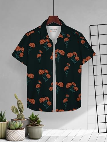 Image of HELLCAT Yellow, Olive Trendy Regular Fit Printed Causal Shirt for Boys - Pack of 2