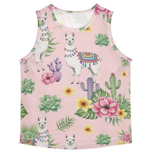 J JOYSAY Llama Cactus Tropical Leaf Boys Tank Top Sleeveless Muscle Shirts Quick Dry Workout Active Sport Kids T-Shirts 3-15T