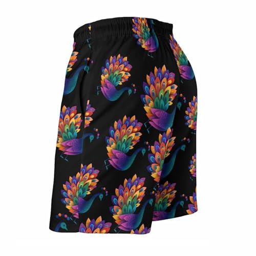 Colorful Peacock Mens Swim Trunks Quick Dry Board Shorts Beach Swimwear Bathing Suits4