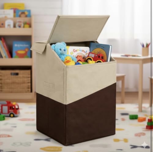 Image of 75 Liter Non Woven Laundry Basket with 2 Side Pockets for Socks and Handkerchief |Foldable Clothes Storage Bin Organizer for Dirty Clothes, Kids Toys, Bedroom & Bathroom (R Green)