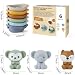 Auvitaya Baby Bath Toy Stackable Infant Bathtub Toys Stacking Floating Boat Train with Animal Finger Puppets Bath Toy Silicone Hand Puppet Educational Beach Toys for Babies Toddlers Party Favors