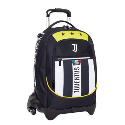 Seven Trolley Jack 3 Ruote Juventus, Bianco Nero, Zaino Con Carrello Sganciabile Da 33 Litri, Con Tasca Frontale, Zainetto Staccabile, Per Scuola Elem