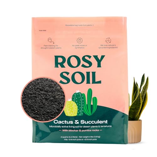 Rosy Soil Cactus and Succulent Organic Potting Soil Mix for House Plants - Fast Draining, Root...