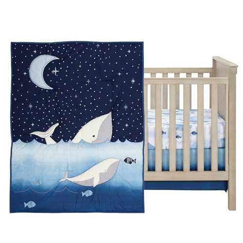 Image of Lambs & Ivy Bubbles & Squirt 3-Piece Whale /Ocean Aquatic Baby Crib Bedding Set